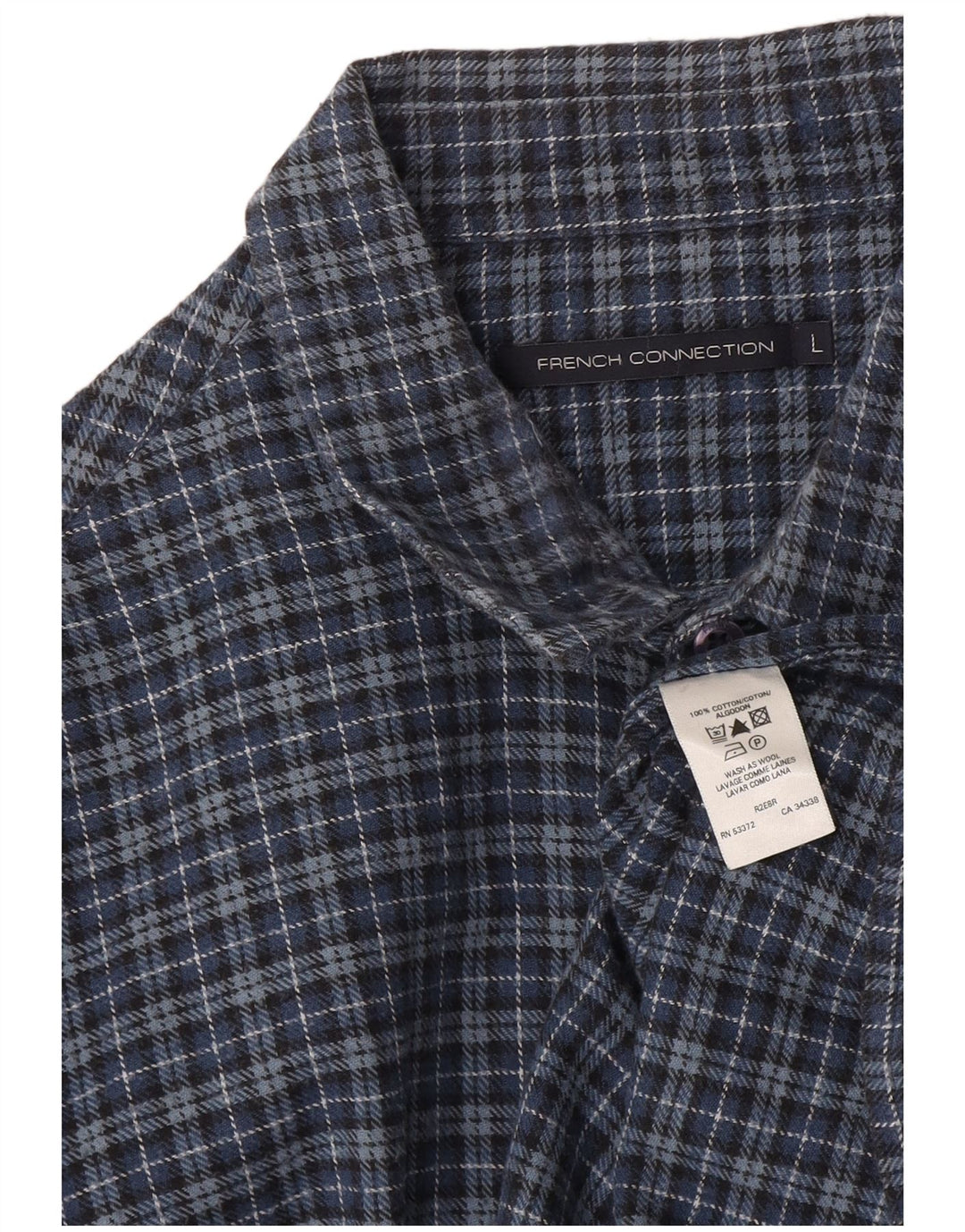 Camisa de franela para hombre de French Connection, talla grande, de algodón a cuadros en azul marino