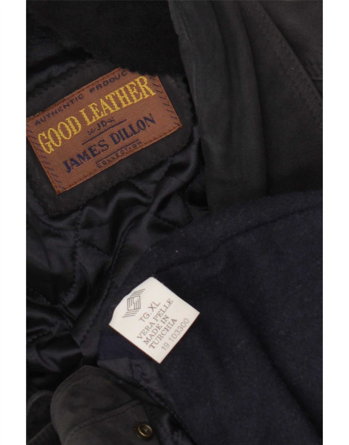 James Dillon Chaqueta de ante para hombre UK 42 XL Cuero azul marino