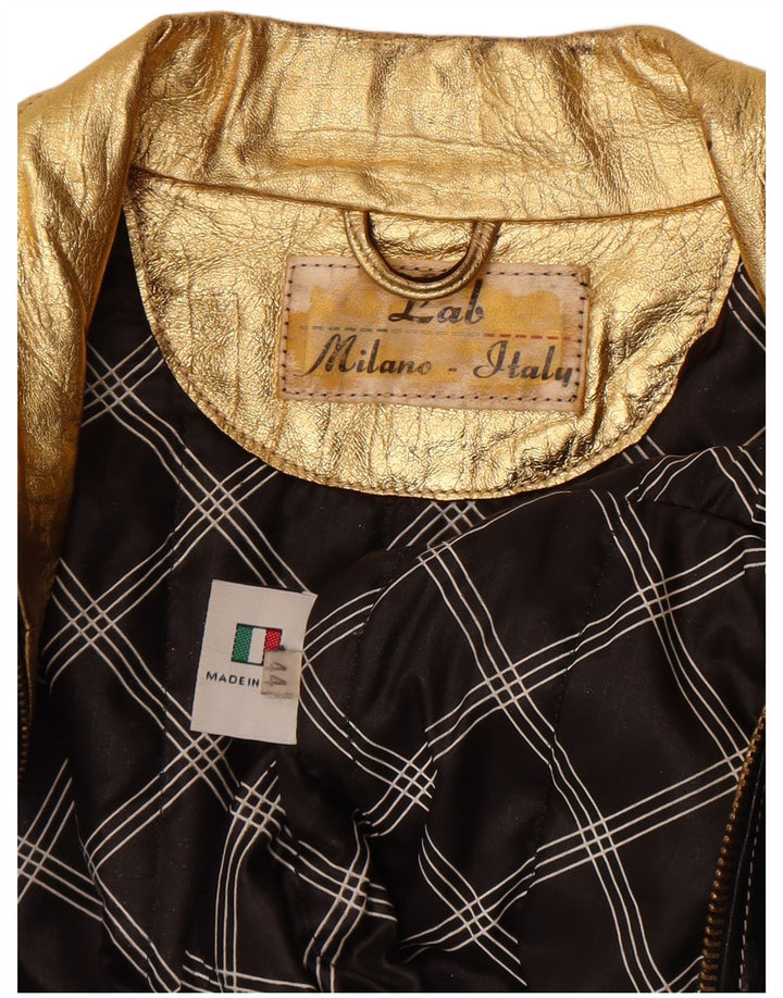 Chaqueta de cuero vintage para mujer IT 44 Cuero negro medio