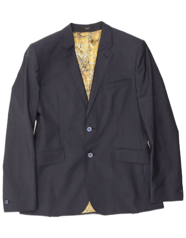 Ted Baker Chaqueta tipo blazer de 2 botones para hombre UK 40 Large Lana virgen azul marino
