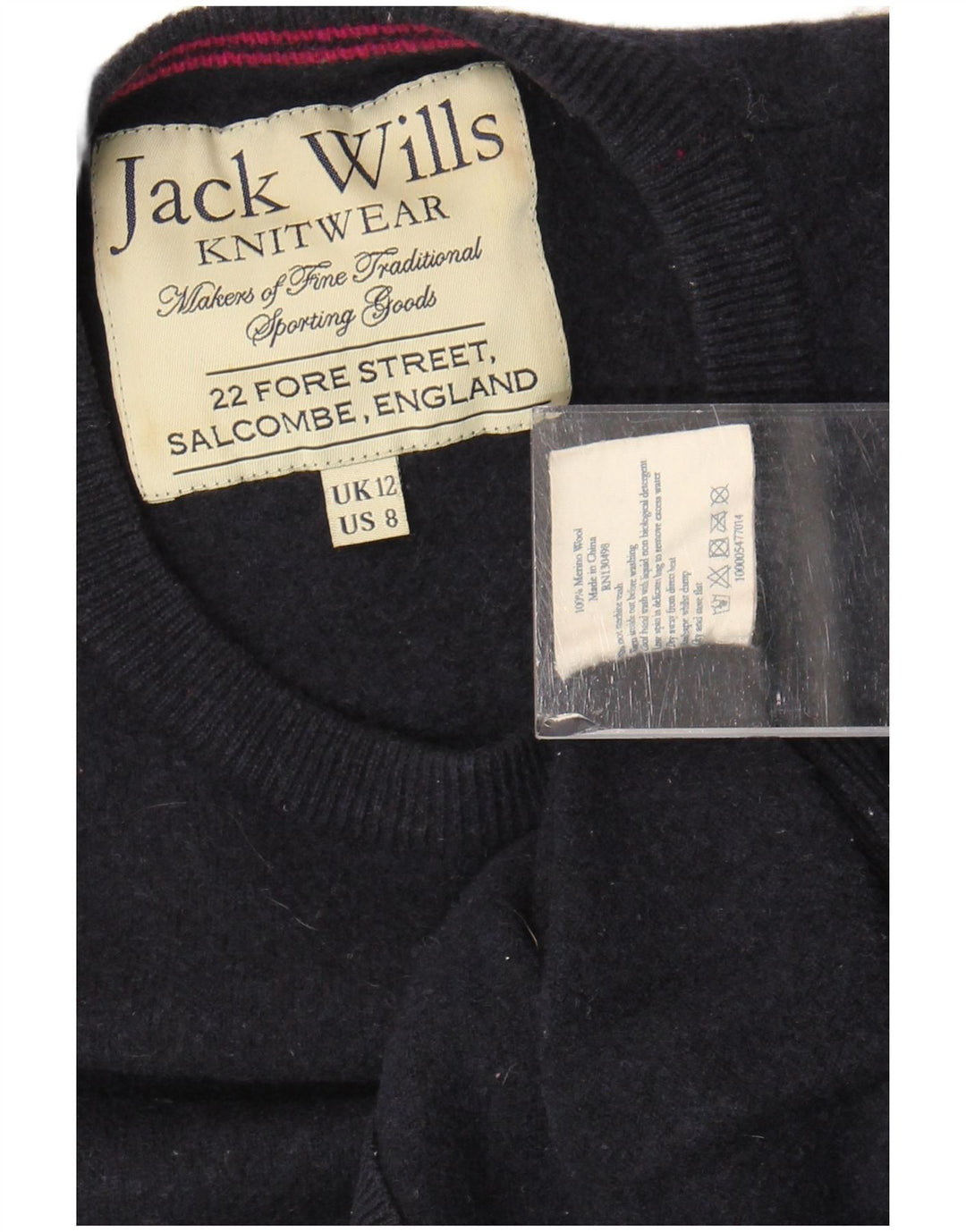 Jack Wills Jersey corto con cuello redondo para mujer, talla 44, talla M, azul marino