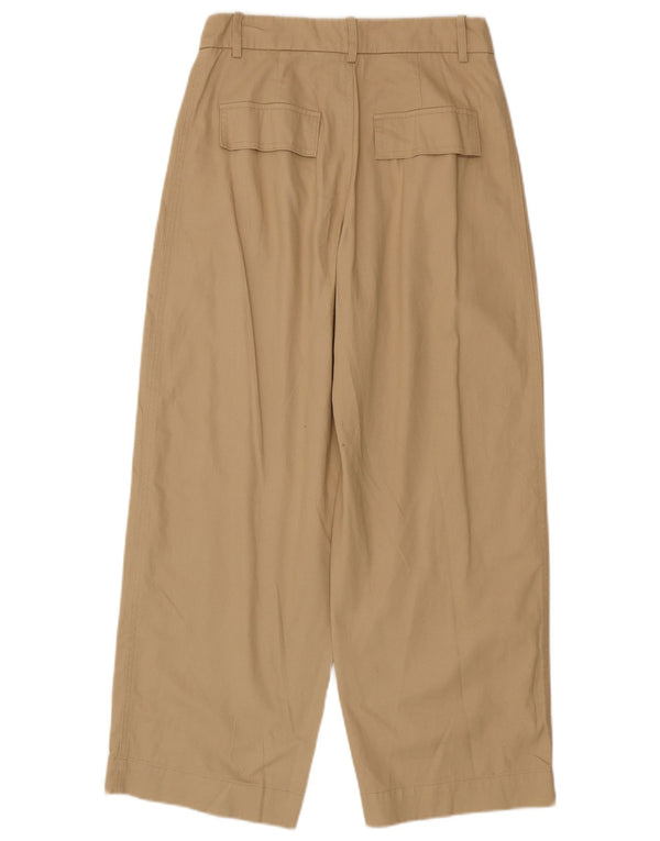Zara Pantalón Chino Holgado De Cintura Alta Para Mujer Pequeño W26 L28 Algodón Beige
