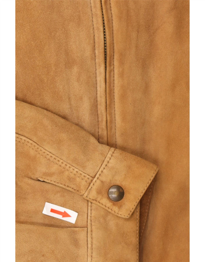Vintage hombres ante bomber chaqueta IT 50 cuero marrón grande