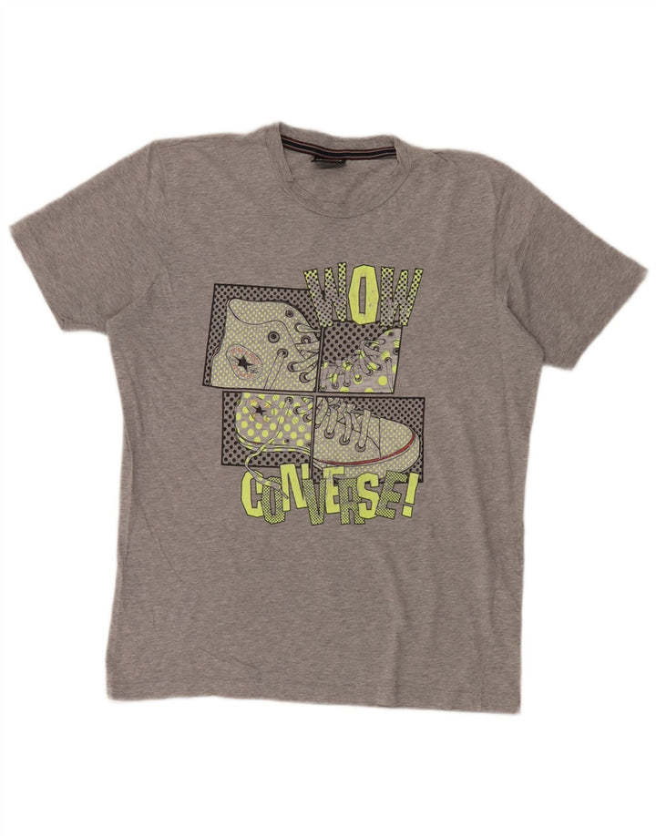 Converse Camiseta gráfica para hombre Top XL Algodón moteado gris
