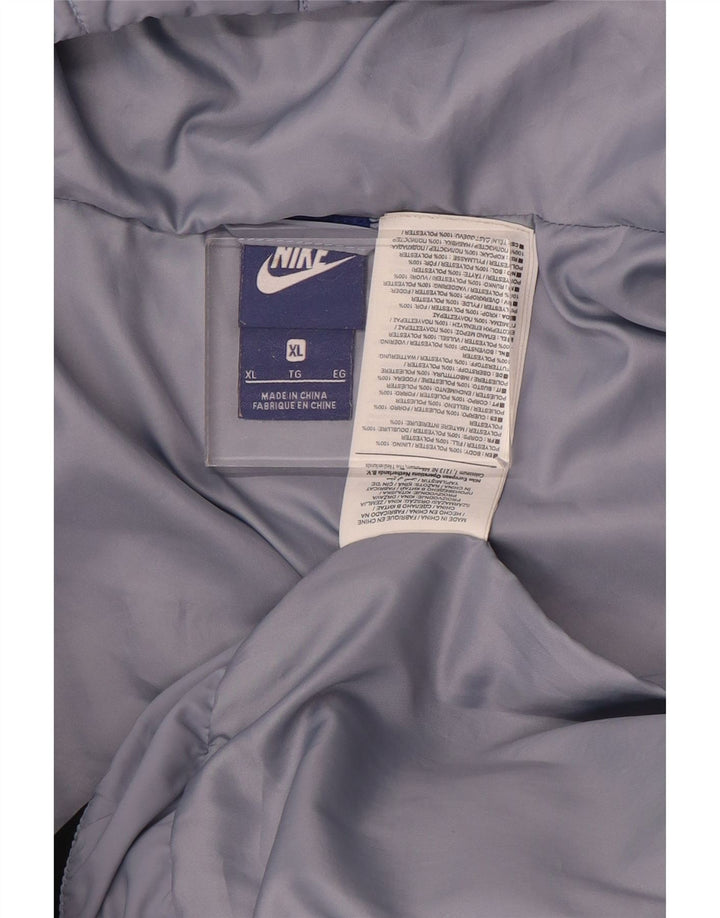 NIKE Chaqueta acolchada con capucha gráfica para mujer ES 40 XL Poliéster azul