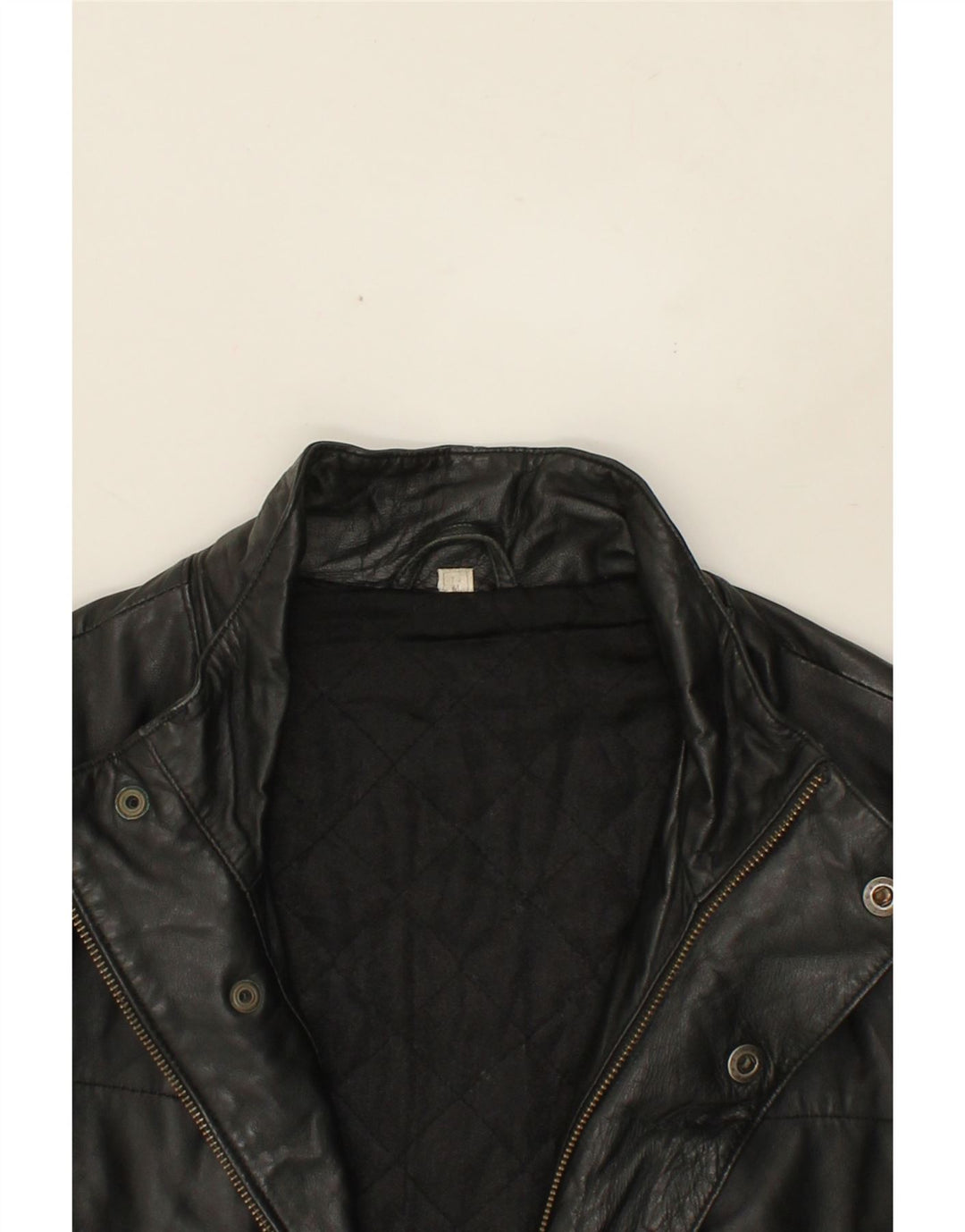VINTAGE Abrigo de cuero para hombre Reino Unido 38 Cuero negro medio