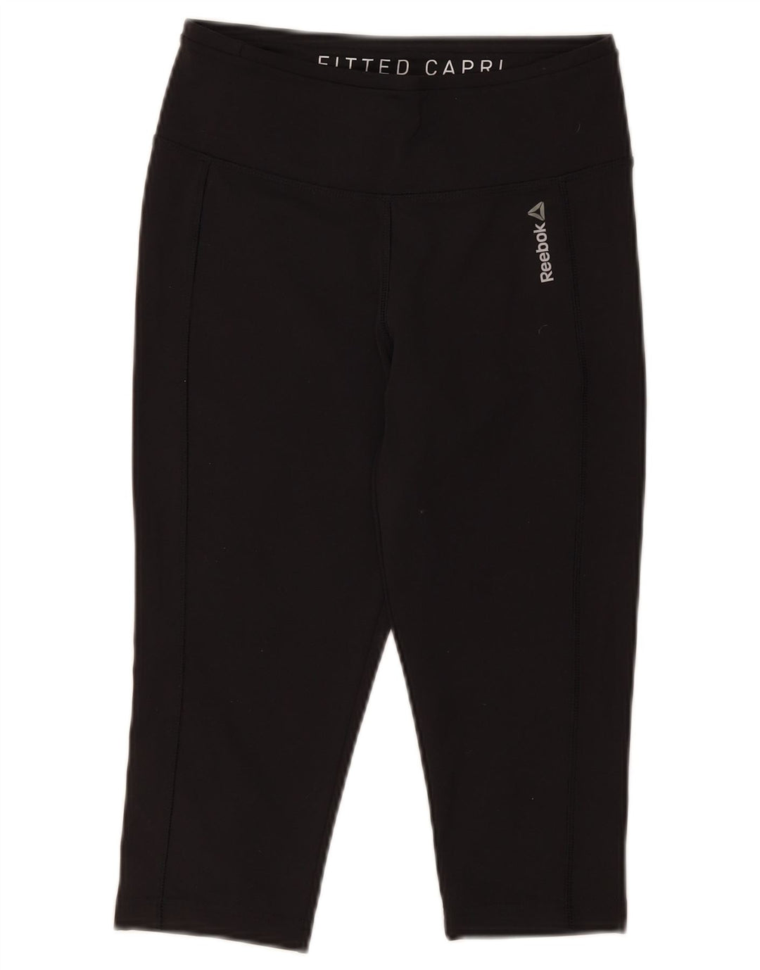 Reebok Leggings Capri para Mujer Reino Unido 8/10 Pequeño Poliéster Negro