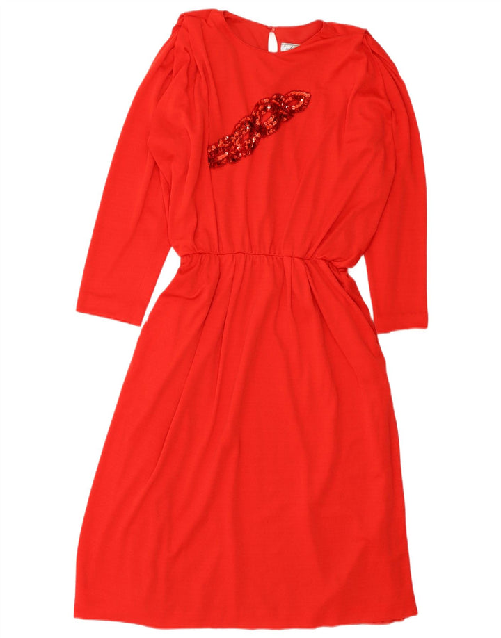 Exclusivo vestido largo extragrande de manga larga para mujer EU 36 Small Red