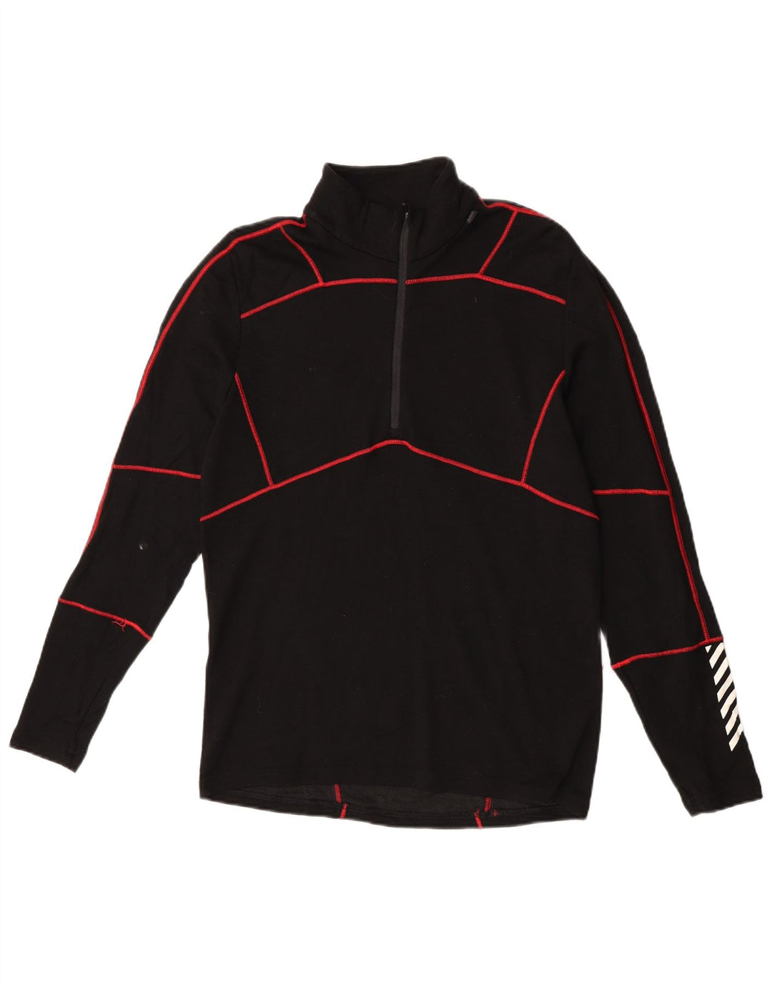 Helly Hansen Mens Zip Neck Pullover Chándal Top Mediano Negro Geométrico