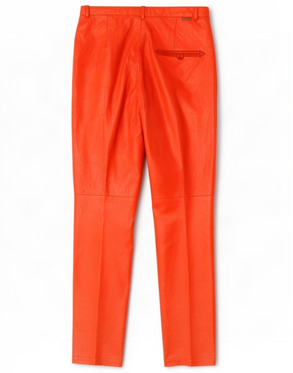 Pantalones de cuero delgados vintage para mujer EU 40 Medium W30 L31 Red