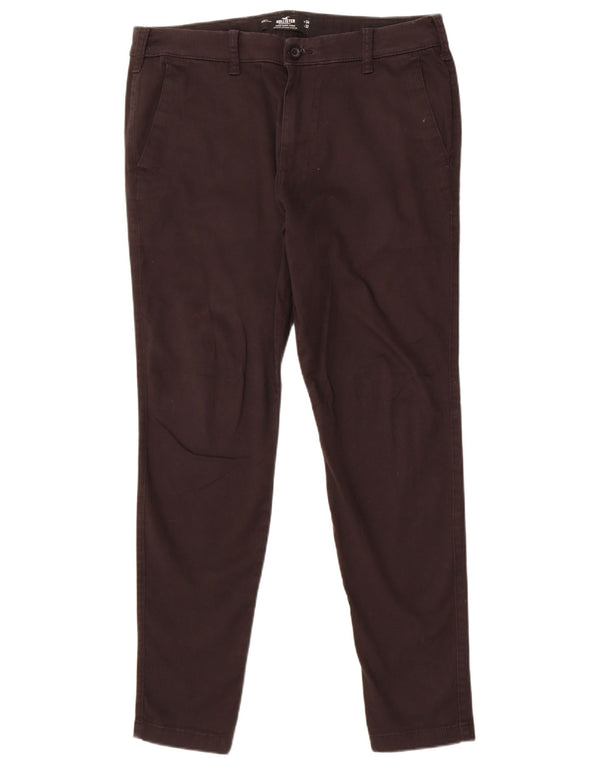 Pantalones Chinos Hollister Super Ajustados Para Hombre W34 L32 Algodón Negro