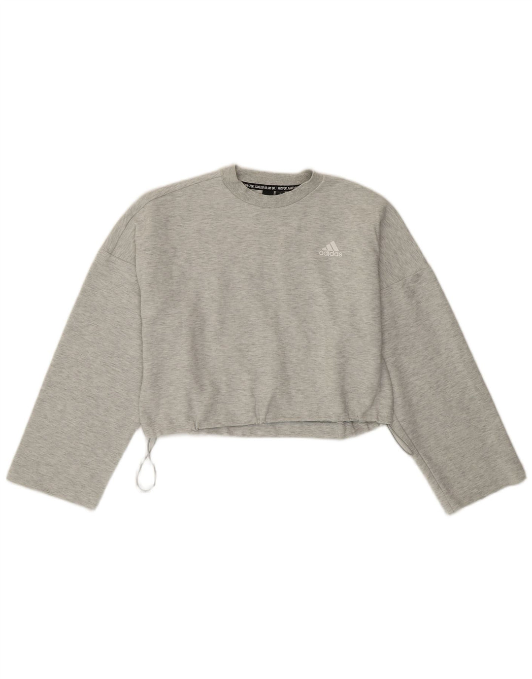 Adidas Mujer Crop Oversize Sudadera Jumper UK 4/6 XS Gris Algodón