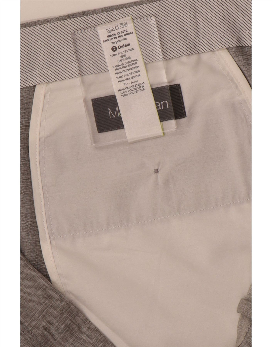 Marks & Spencer Pantalón de traje recto para hombre W42 L33 Poliéster gris