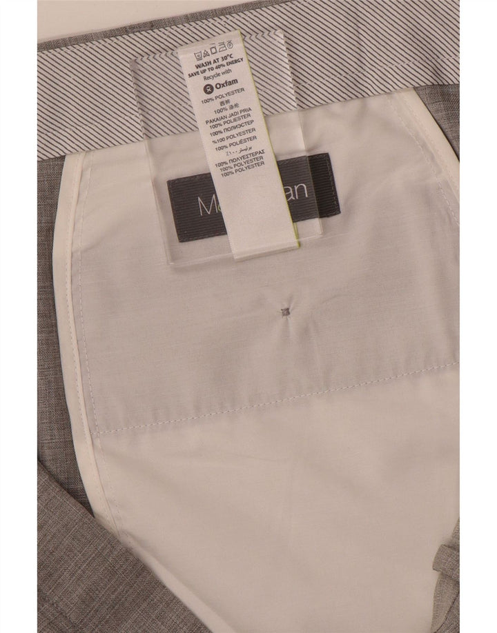 Marks & Spencer Pantalón de traje recto para hombre W42 L33 Poliéster gris