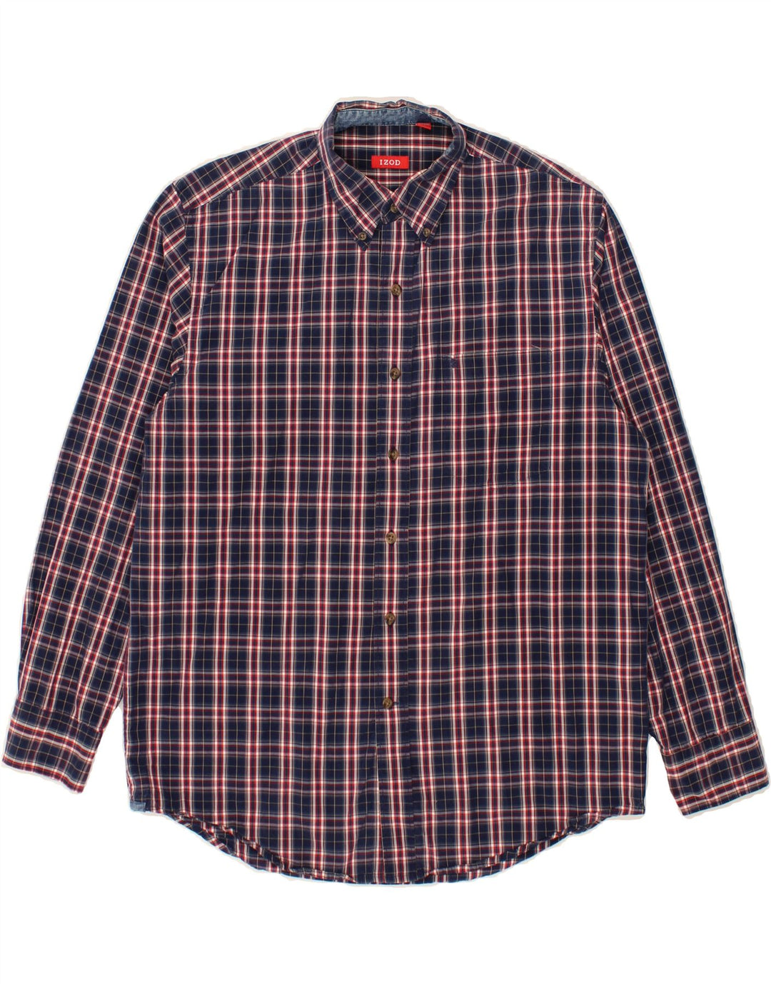 IZOD Mens Shirt Medium Navy Blue Check Vintage Izod and Second-Hand Izod from Messina Hembry 