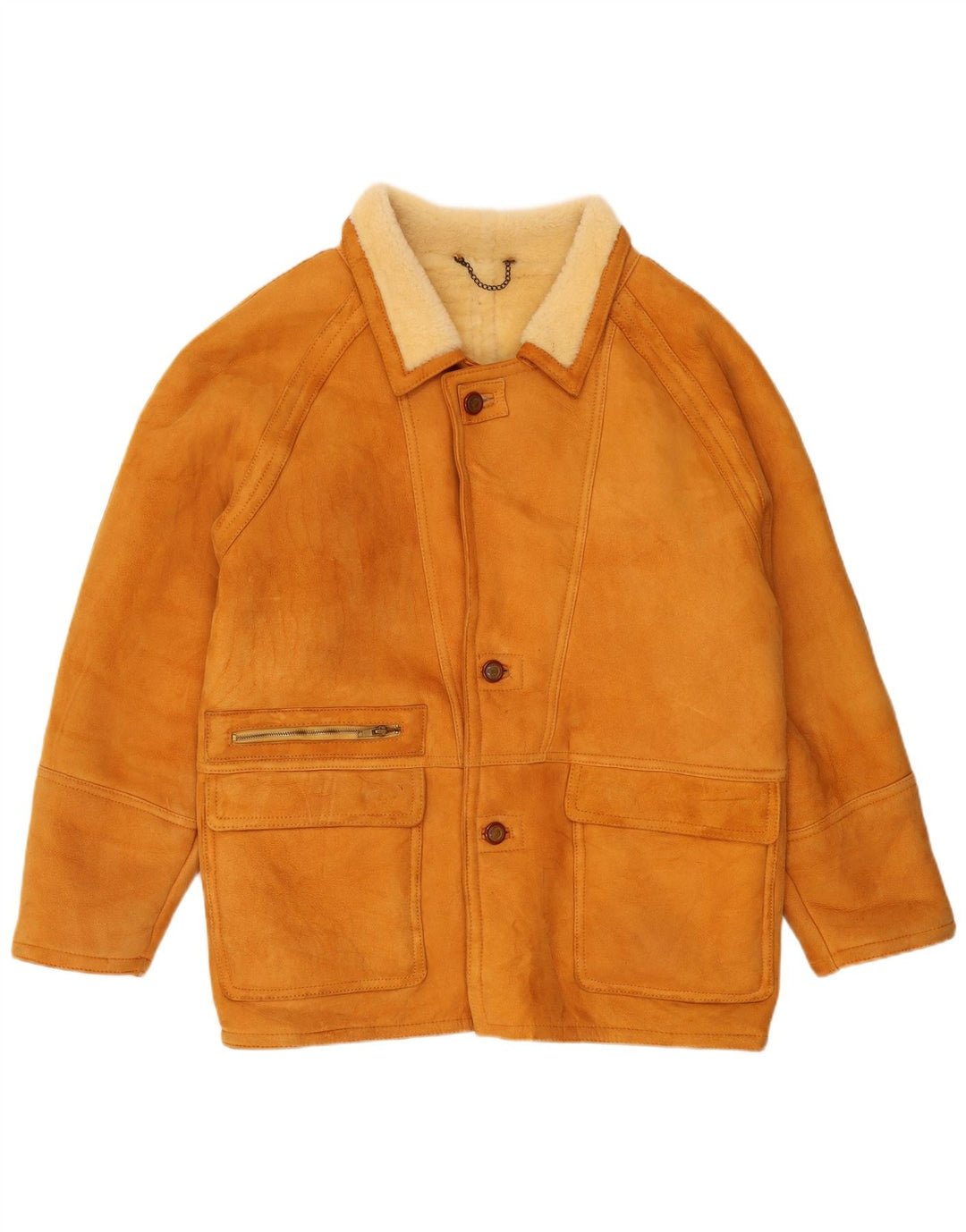 Chaqueta de piel de oveja vintage para hombre IT 56 XL Marrón Shearling