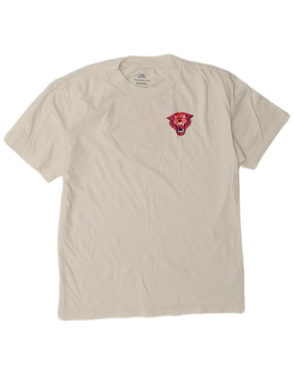 Nike SB Panther Camiseta holgada con gráfico para hombre, talla pequeña, algodón blanco