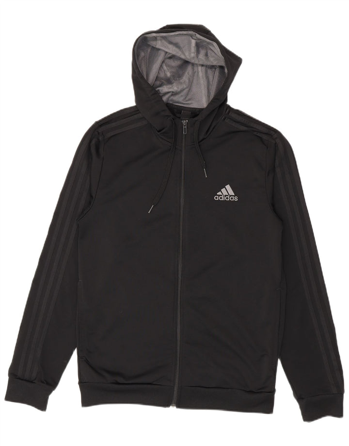 Adidas Sudadera con capucha y cremallera para hombre UK 38/40 Mediano Negro Poliéster