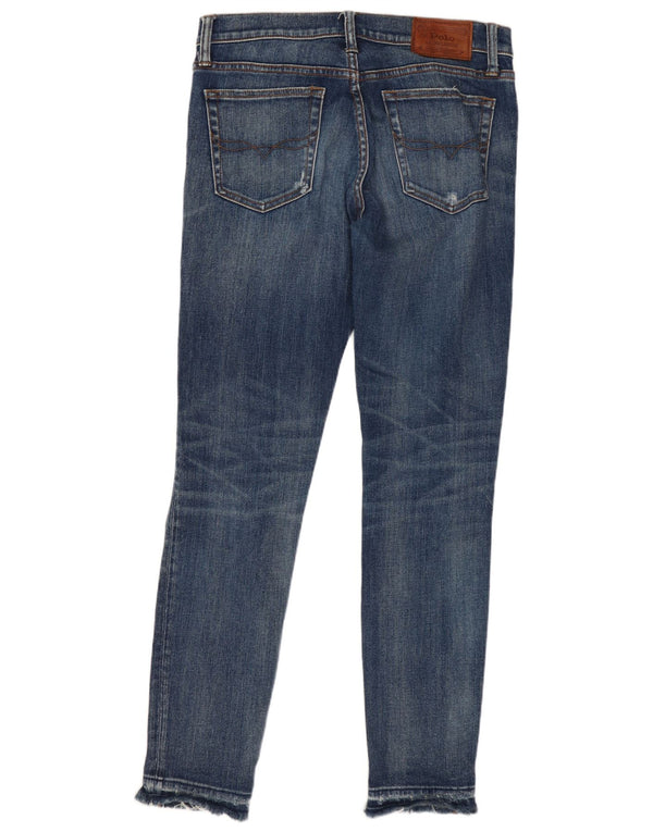 POLO RALPH LAUREN Vaqueros pitillo desgastados para mujer W29 L29 Algodón azul