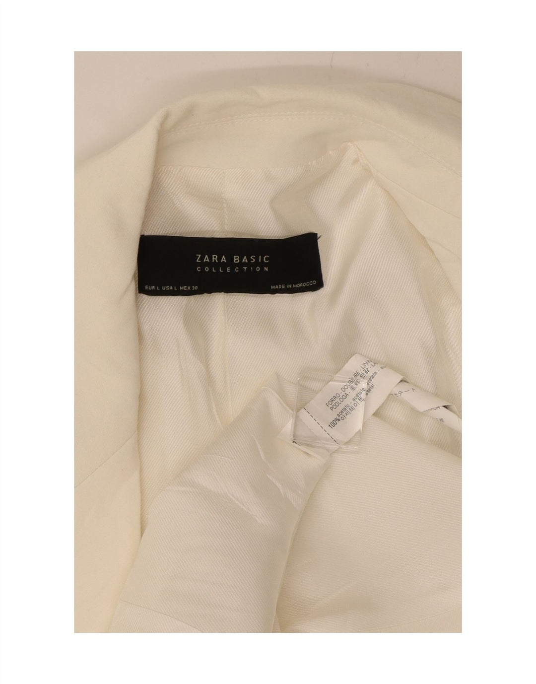 ZARA Womens 3/4 Sleeve 1 Button Blazer Jacket UK 14 Large Off White Vintage Zara and Second-Hand Zara from Messina Hembry 