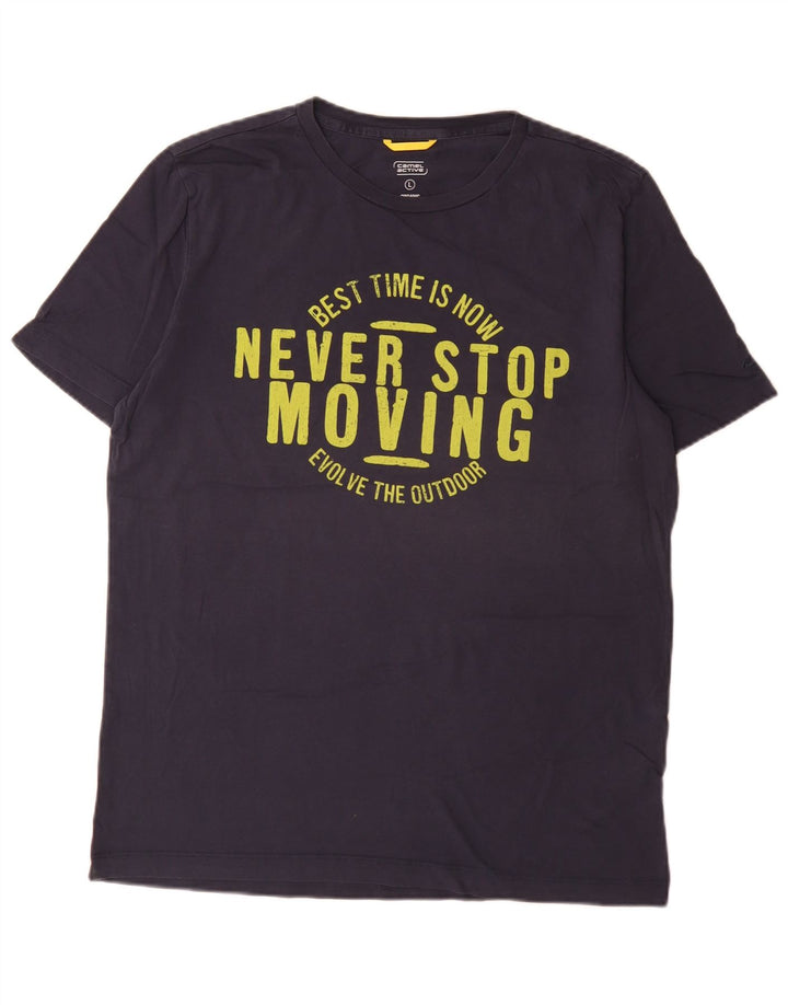 Camel Active - Camiseta gráfica para hombre, talla grande, algodón azul marino