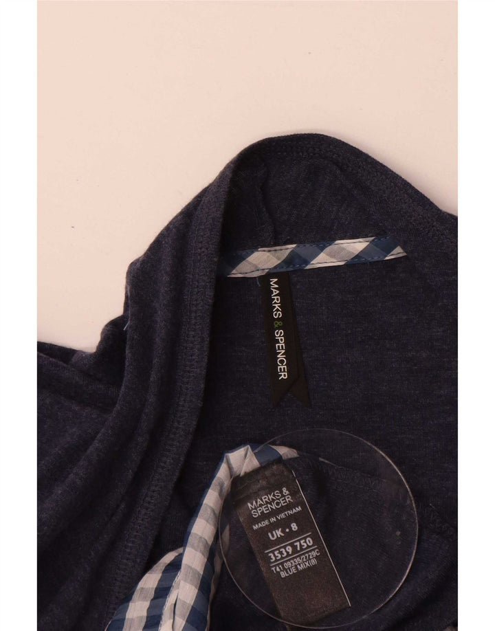Marks & Spencer Blusa de manga larga para mujer UK 8 Small Azul marino Gingham