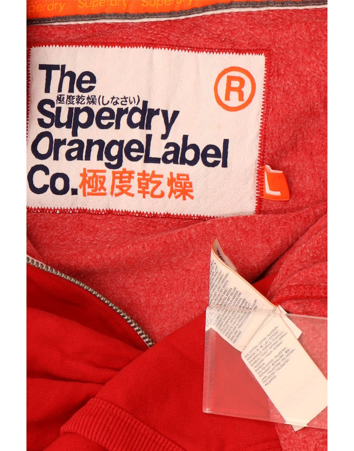 Superdry Sudadera con capucha y cremallera para hombre, tamaño grande, algodón rojo