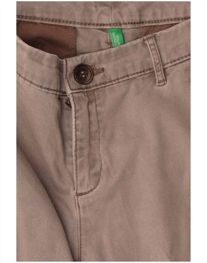 Benetton Pantalón Chino Recto Mujer W30 L27 Gris