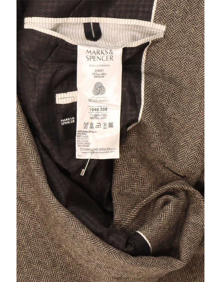 Marks & Spencer Chaqueta tipo blazer de 2 botones para hombre UK 42 Large Beige Herringbone