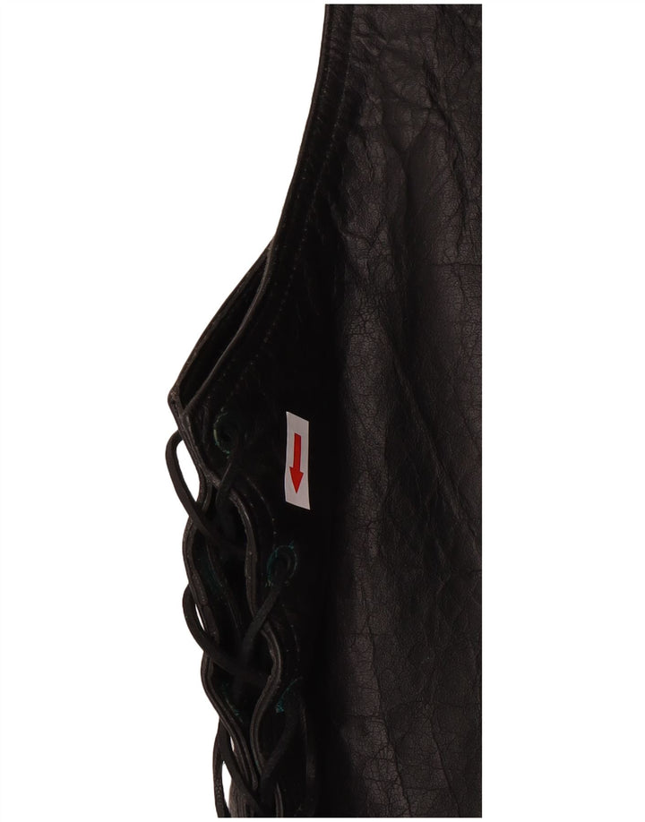 Vintage hombres chaleco de cuero occidental pequeño negro