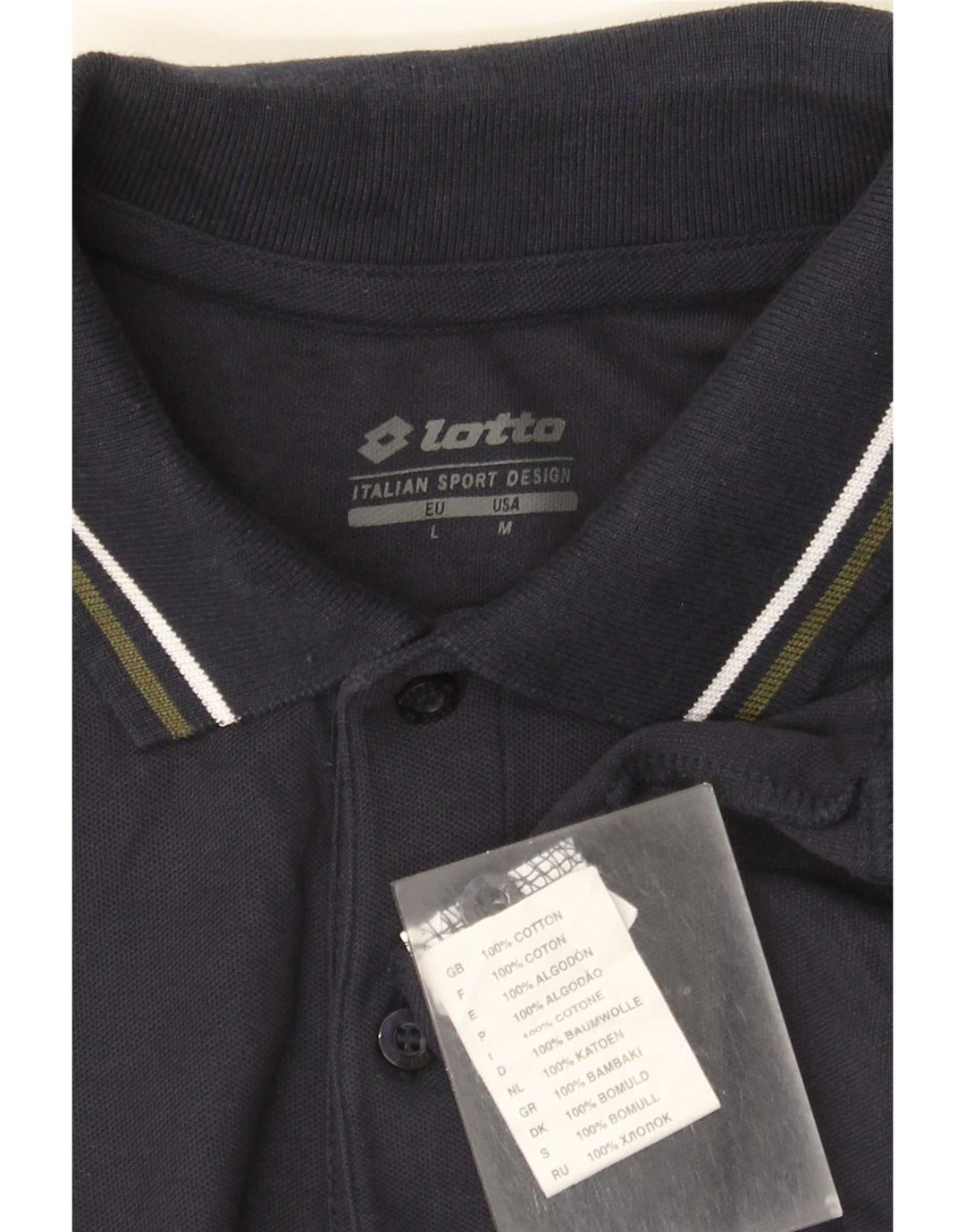 Polo Lotto Hombre De Algodón A Rayas Azul Marino Medio