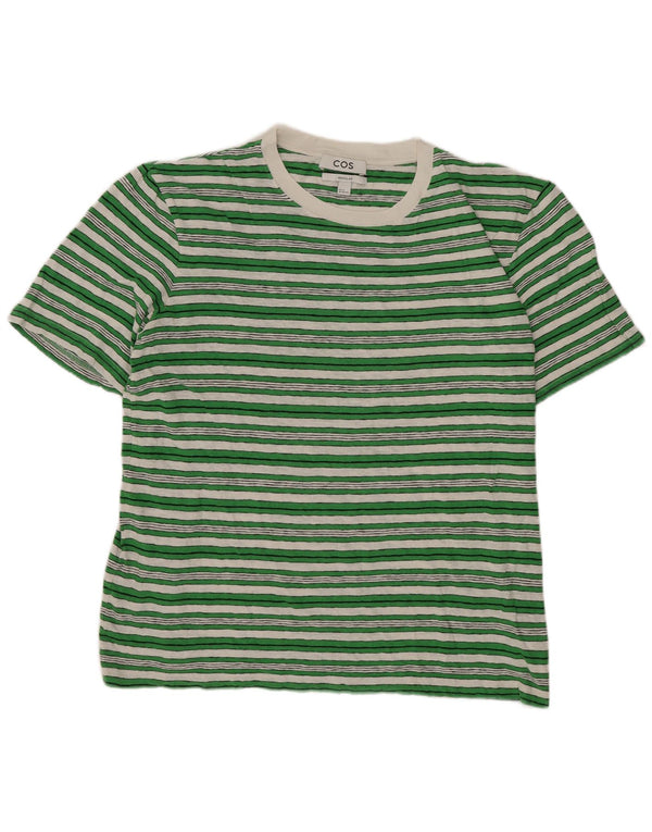 Cos Camiseta de corte regular para hombre Top de algodón a rayas verde medio