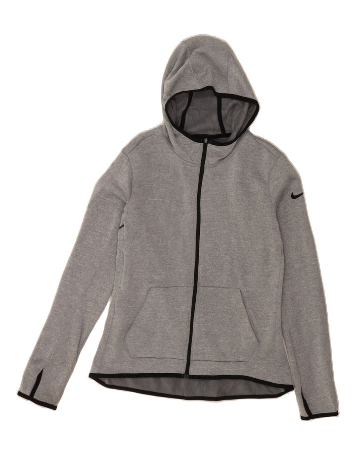 NIKE Womens Dri Fit Zip Hoodie Sweater UK 12 Medium Grey Vintage Nike and Second-Hand Nike from Messina Hembry 