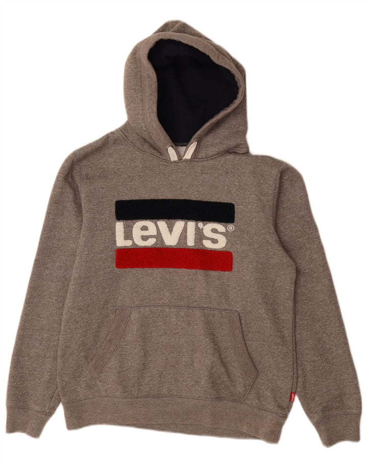 LEVI'S Jersey con capucha gráfico para mujer Reino Unido 46 Algodón moteado gris grande