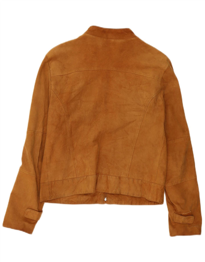 Conbipel Womens Bomber Suede Jacket UK 10 Small Beige Leather