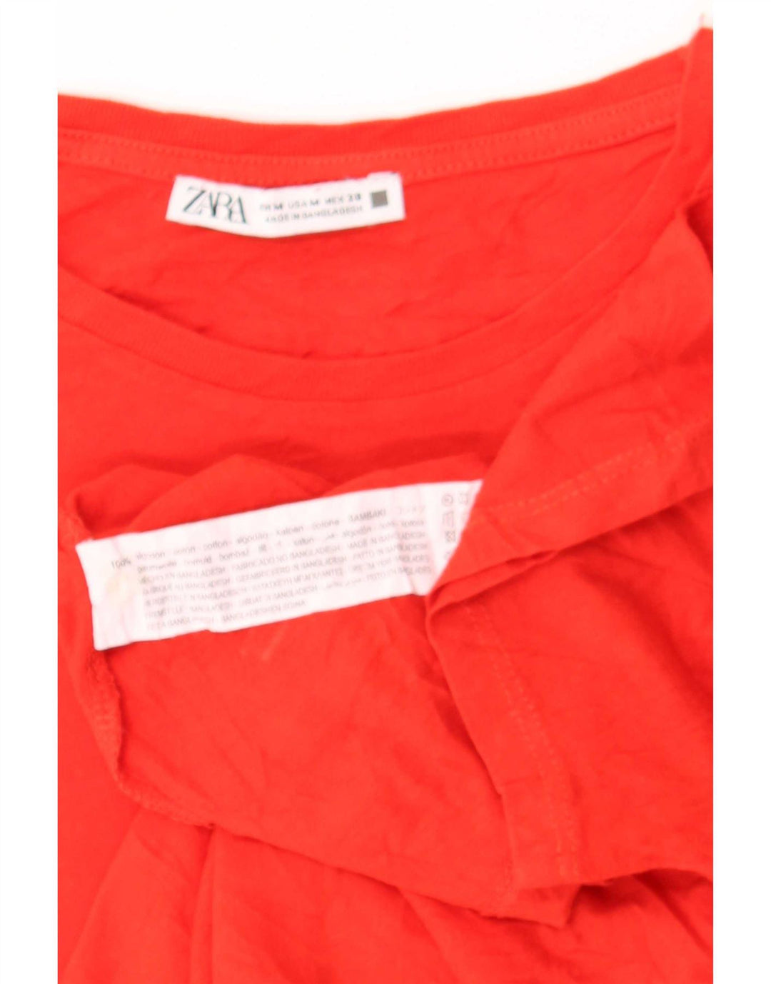 Zara Mujer Camiseta Top UK 44 Mediano Rojo Algodón