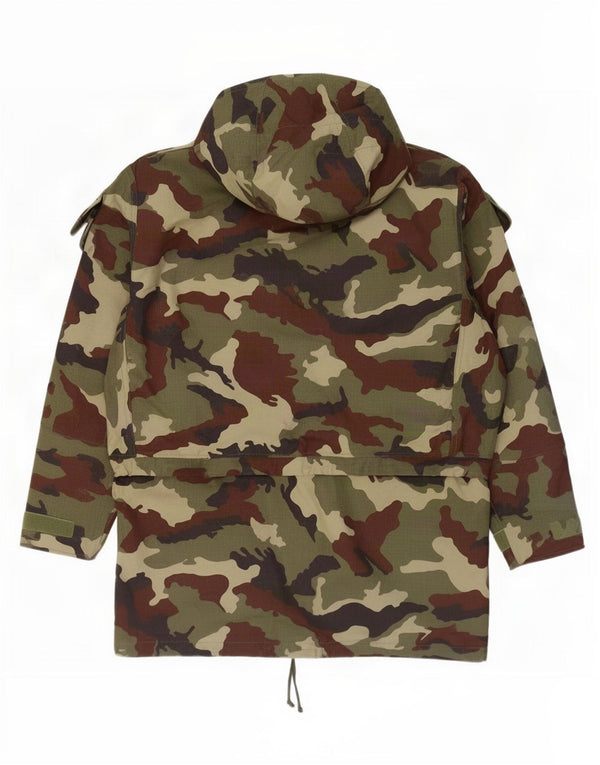 Vintage hombres con capucha suelta ajuste Parka chaqueta Reino Unido 40 camuflaje caqui grande
