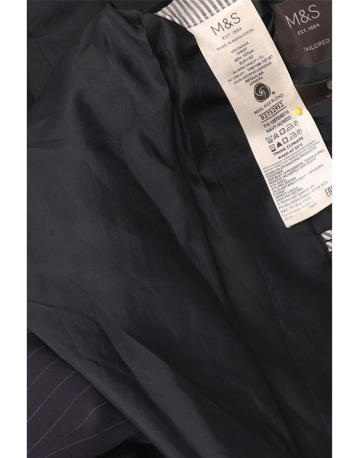 Marks & Spencer Chaqueta tipo blazer para hombre IT 42 Mediana azul marino a rayas