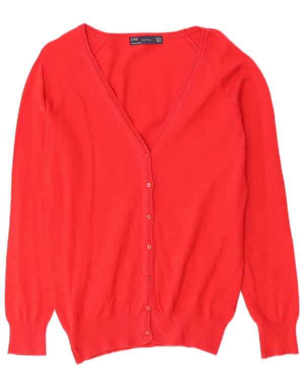 Zara Mujer Cárdigan Suéter UK 40 XL Algodón Rojo
