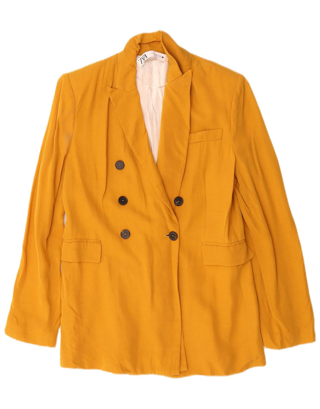 Zara Chaqueta Blazer De Doble Botonadura Para Mujer UK 44 Viscosa Amarilla Mediana