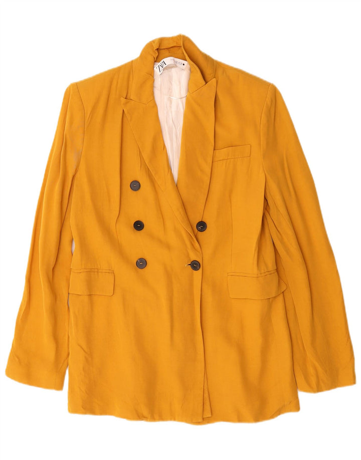 Zara Chaqueta Blazer De Doble Botonadura Para Mujer UK 44 Viscosa Amarilla Mediana