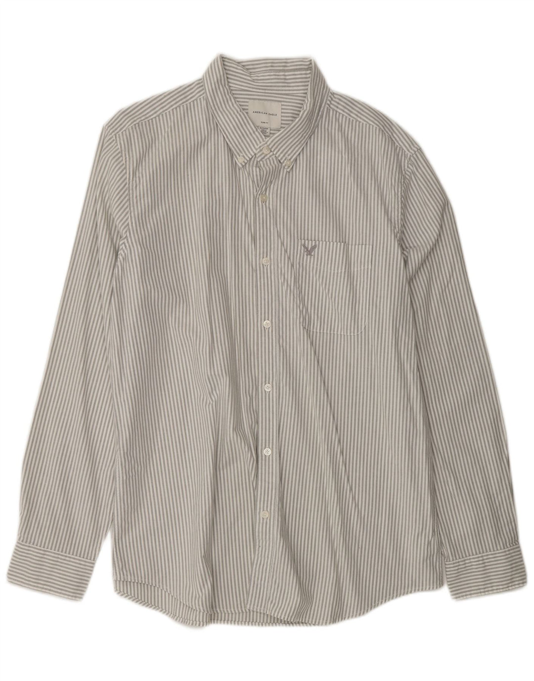 AMERICAN EAGLE Camisa ajustada para hombre XL Algodón gris a rayas