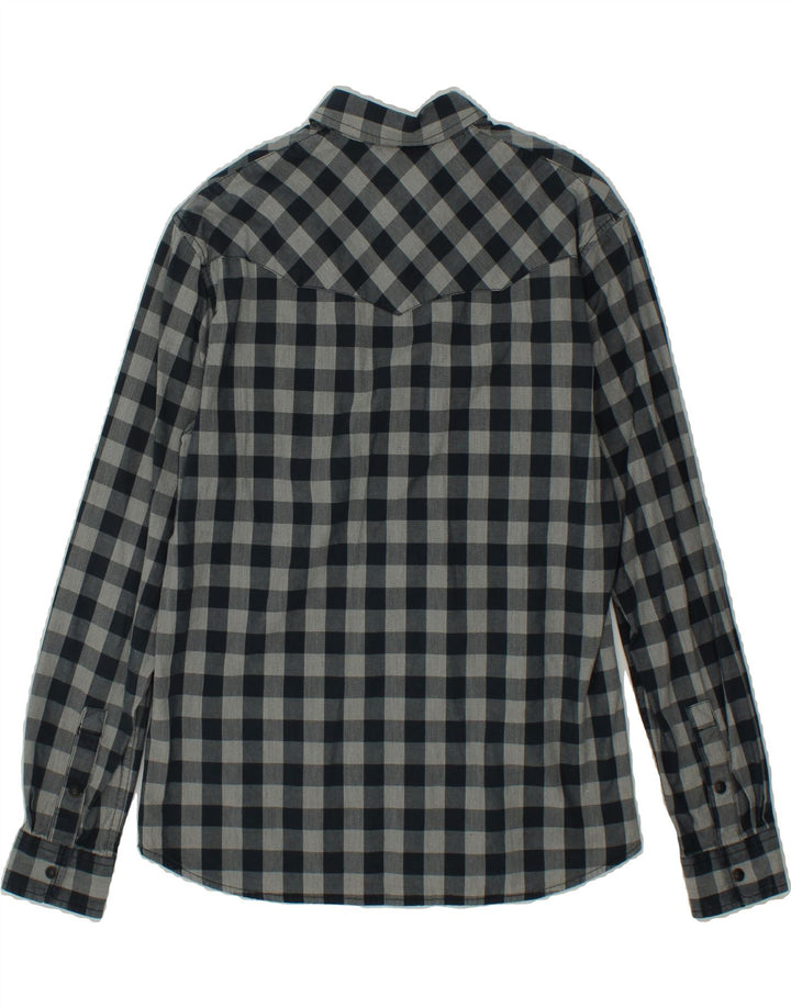 WRANGLER Mens Regular Fit Shirt Small Navy Blue Check Cotton Vintage Wrangler and Second-Hand Wrangler from Messina Hembry 