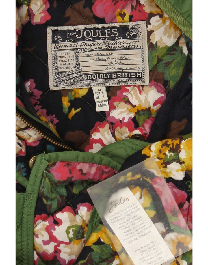 Joules Chaqueta acolchada para mujer UK 10 Small Green Floral Polyamide