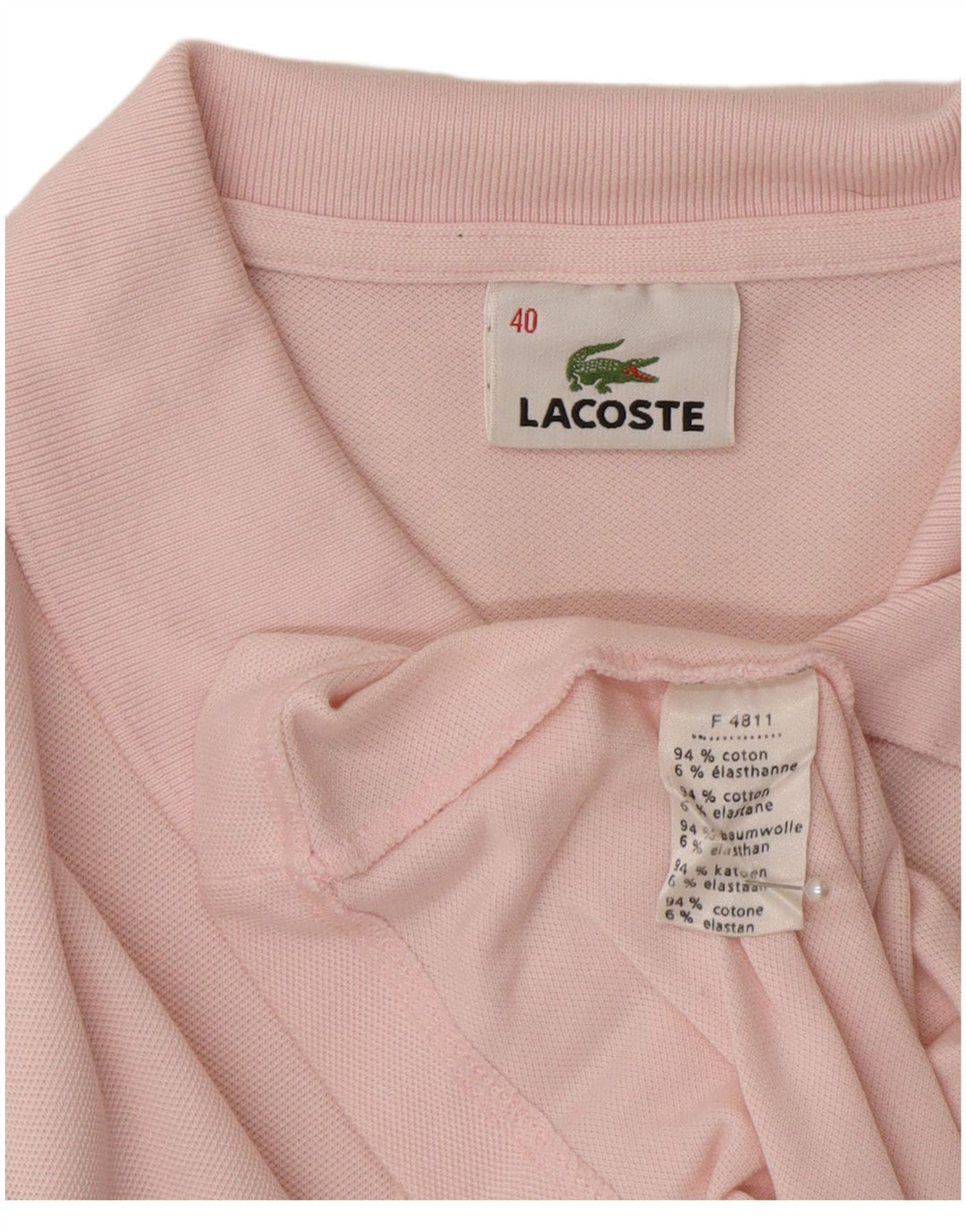 Polo Lacoste De Manga Larga Para Mujer Talla 40 Algodón Rosa Mediano