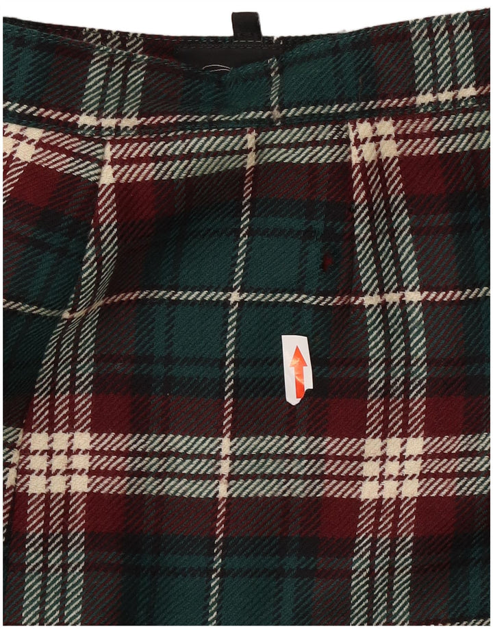 Falda cruzada superior para mujer IT 42 Medium W28 Lana a cuadros verde