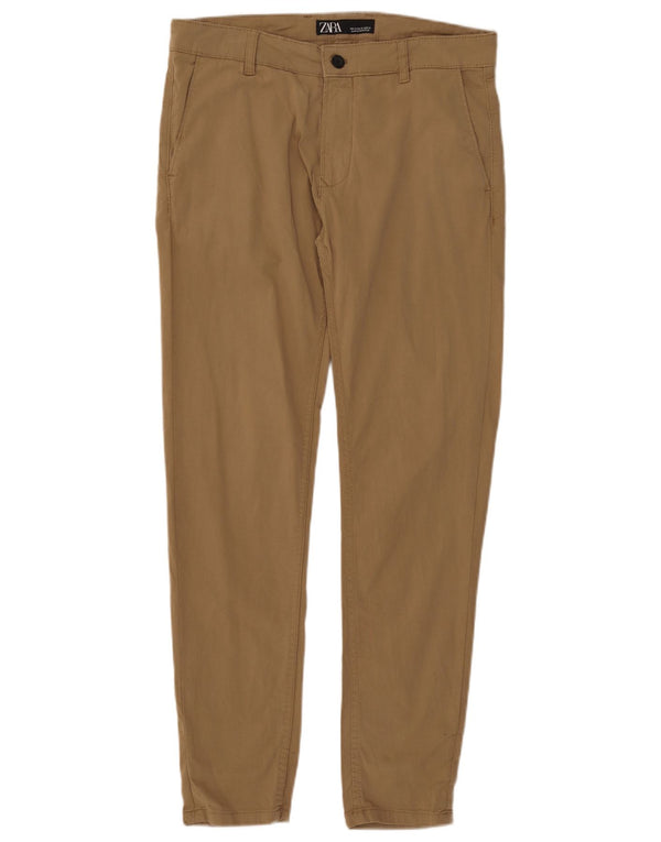Zara Mens Slim Chino Pantalones EU 42 Large W32 L30 Algodón Beige