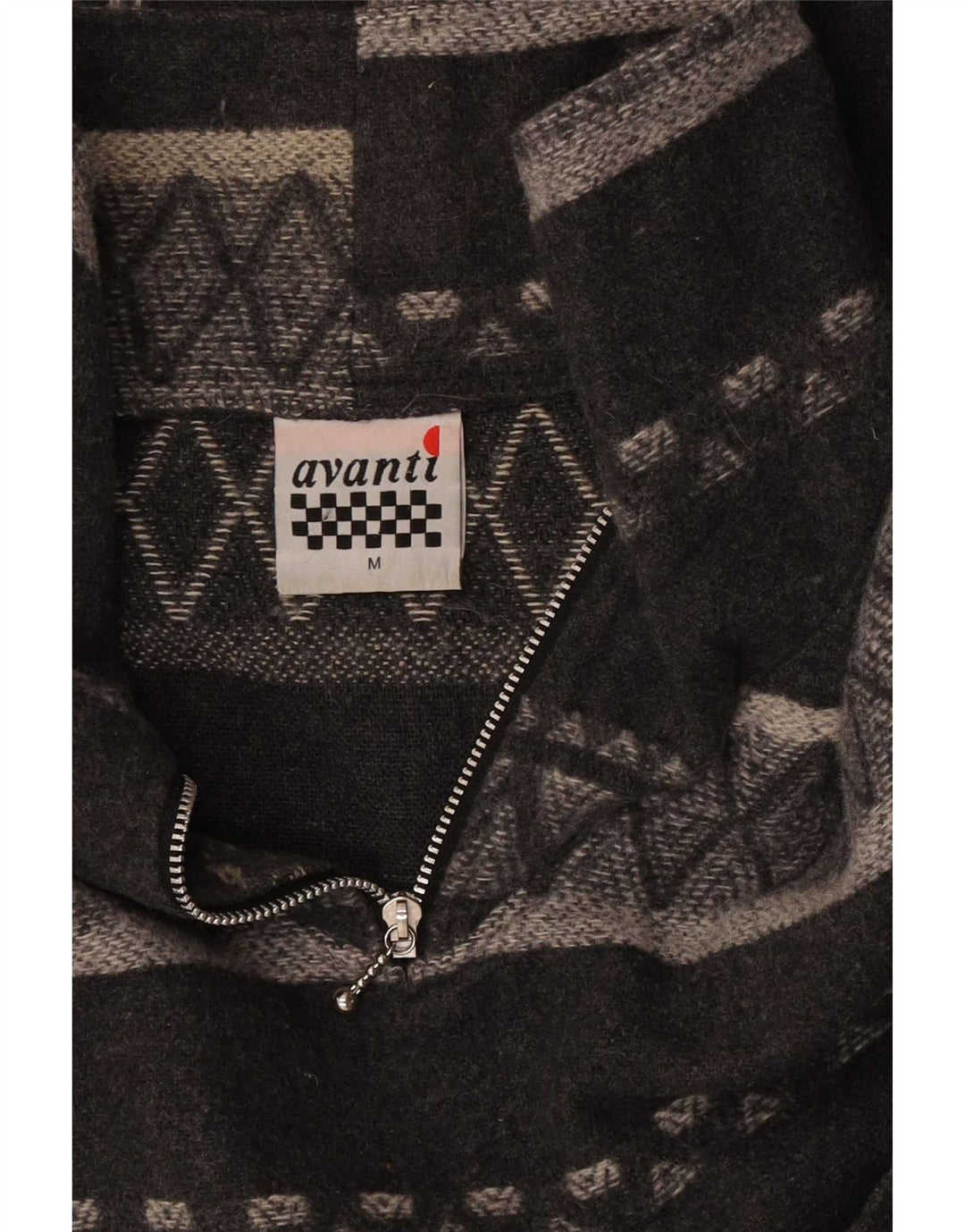 Avanti Hombre Sudadera Extragrande Con Cuello Con Cremallera Jersey Gris Medio Geométrico