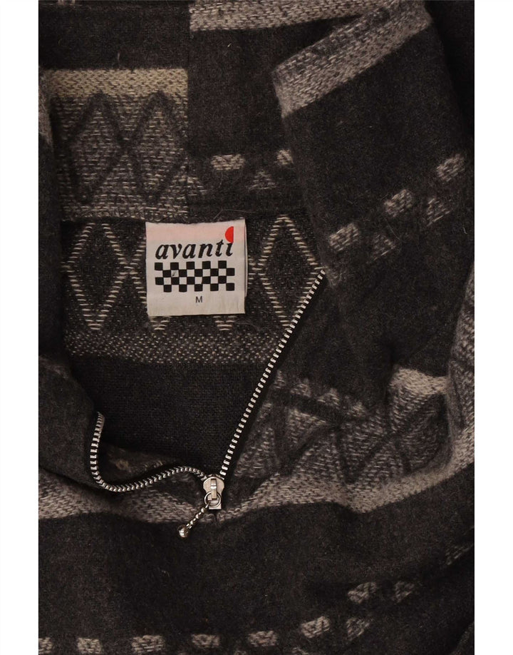 Avanti Hombre Sudadera Extragrande Con Cuello Con Cremallera Jersey Gris Medio Geométrico