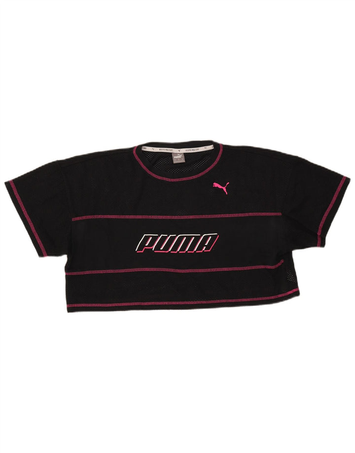 PUMA Camiseta corta con gráfico para mujer UK 44 Poliéster a rayas negras medianas